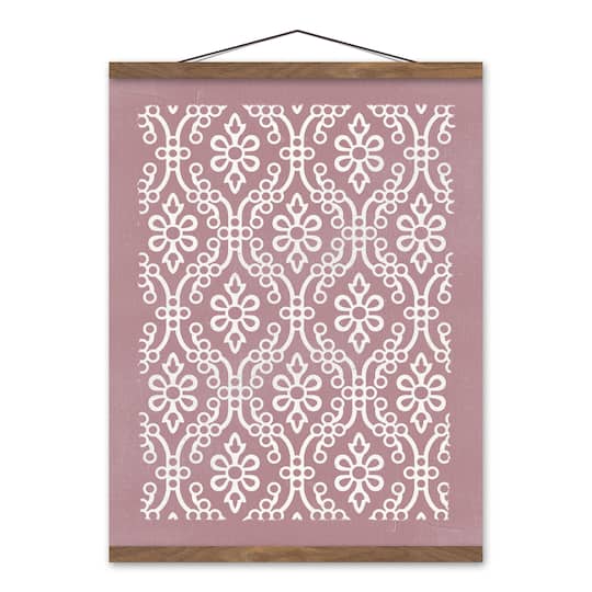 Folksy Pattern Teak Hanging Canvas Art